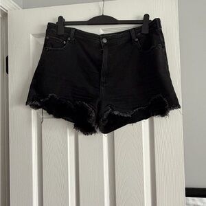 aerie Black Distressed Daydreamer Denim Shorts